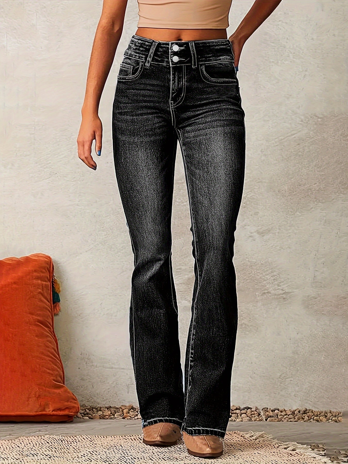 Flatterende flared jeans met hoge taille – STELLA