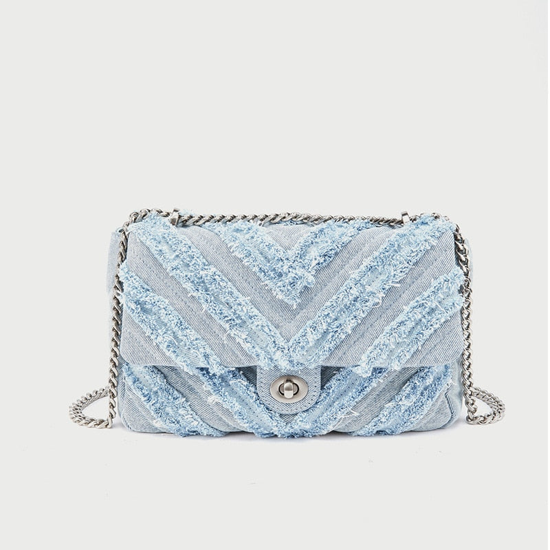 Trendy denim kettingtas voor dames – Celina DenimCharm - Glamorix