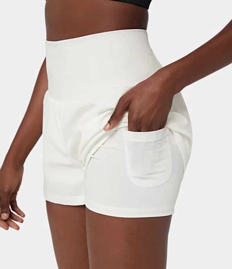Dames sportshort met hoge taille en binnenbroek – DORINA - Glamorix