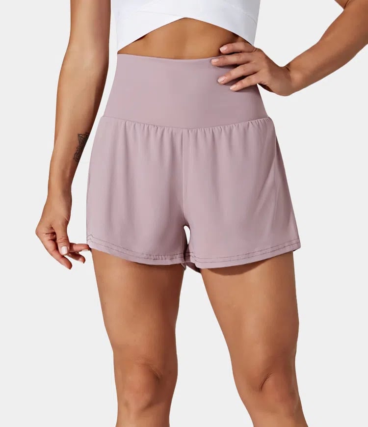 Dames sportshort met hoge taille en binnenbroek – DORINA - Glamorix