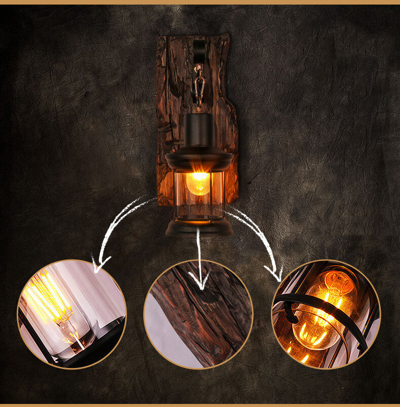 Industriële wandlamp van glas en smeedijzer – LUMINA BEAM - Glamorix