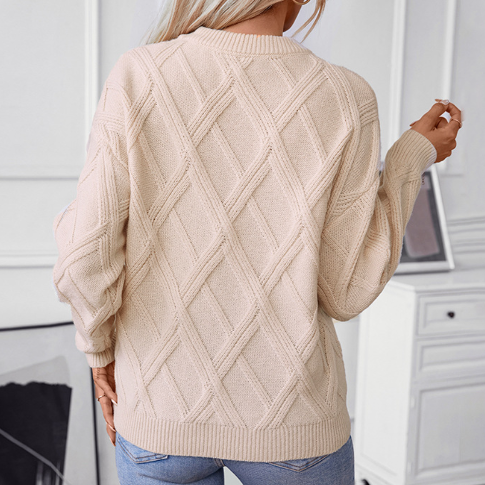 Zachte dames kabeltrui met tijdloze look – ÉLANORA - Glamorix
