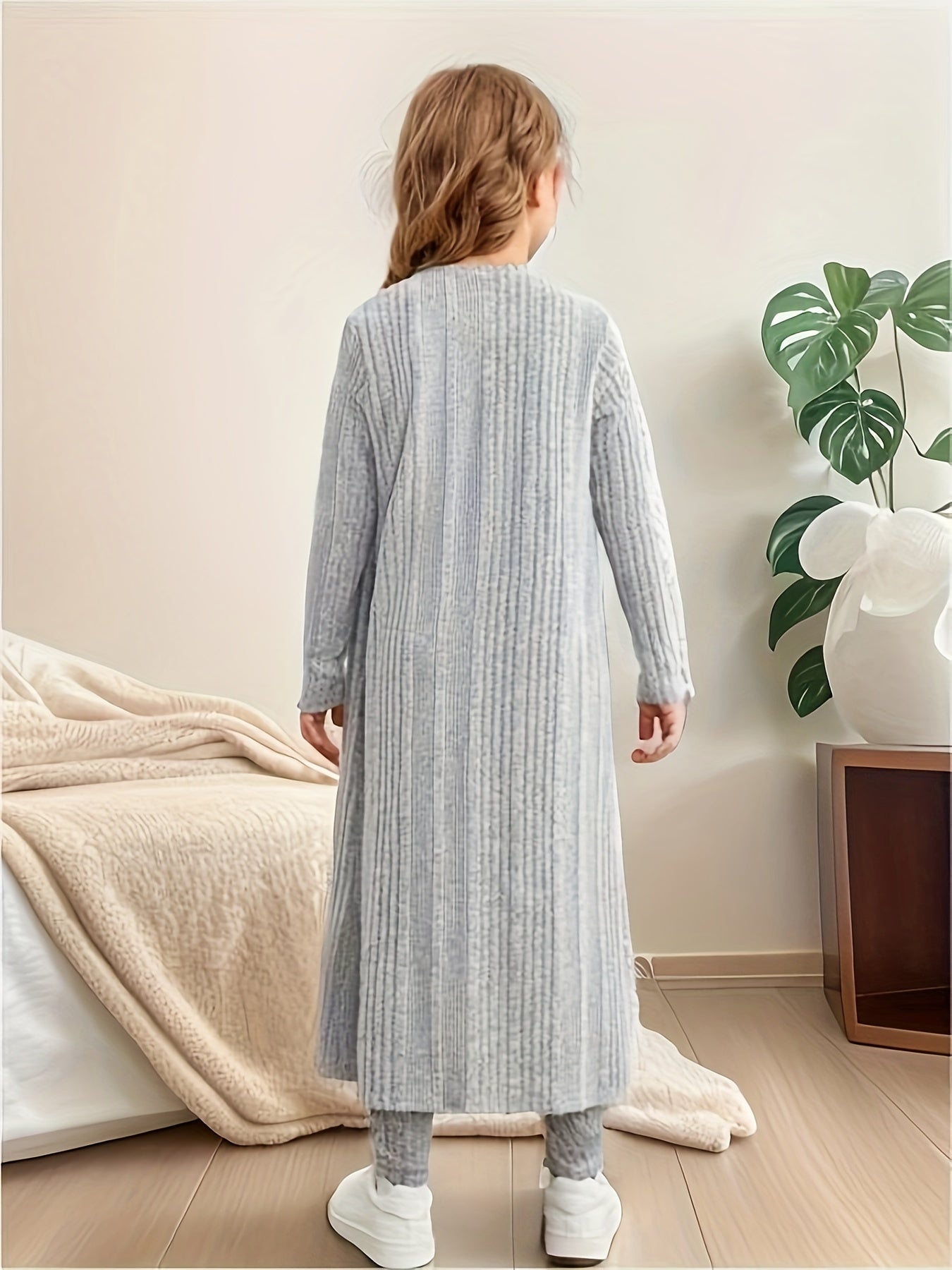 EVA - 3-delige stretchy gebreide set met vest, top en legging voor meisjes