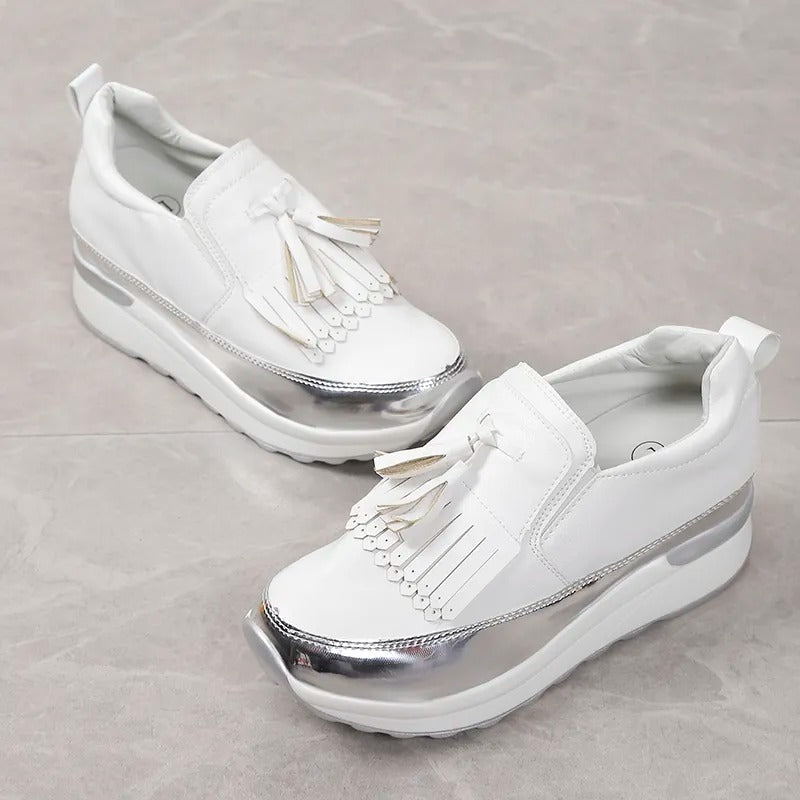 Dames sneakers met plateauzool en speelse franjes – FREYA FRINGE - Glamorix
