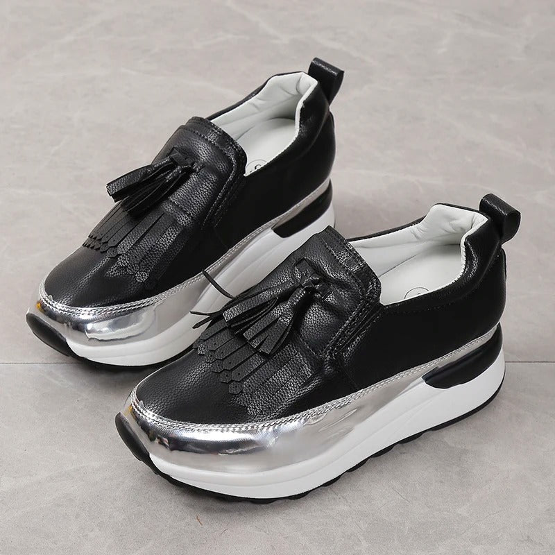 Dames sneakers met plateauzool en speelse franjes – FREYA FRINGE - Glamorix