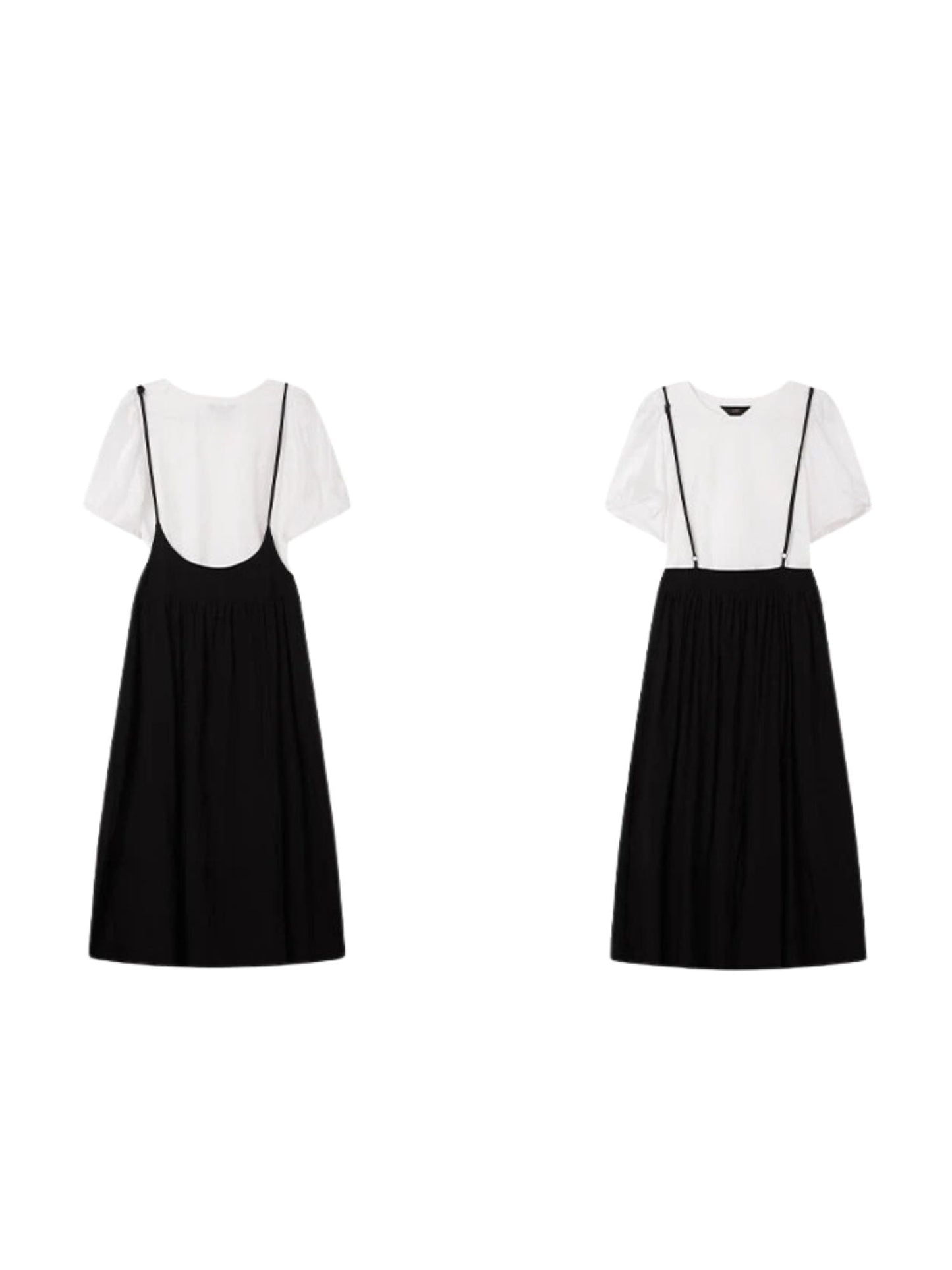 Twee-delige dames set met pofmouwtop en midirok met strikbandjes – AMARA SET - Glamorix