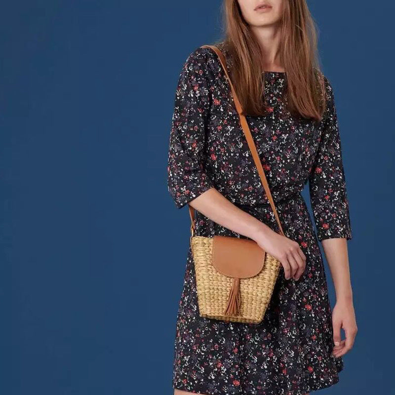 Handgeweven boho tas van natuurlijke vezels – Lunara PalmWeave - Glamorix