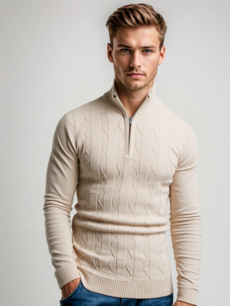NOLAN - Gebreide half-zip trui voor heren