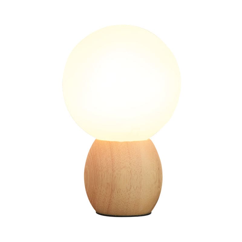 ORBILUX - Nachtkastlamp met houten voetstuk en orb-design