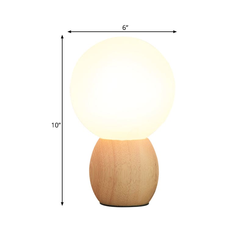 ORBILUX - Nachtkastlamp met houten voetstuk en orb-design