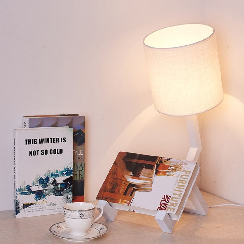 NORDILUX - Scandinavische tafellamp met geïntegreerde boekenplank