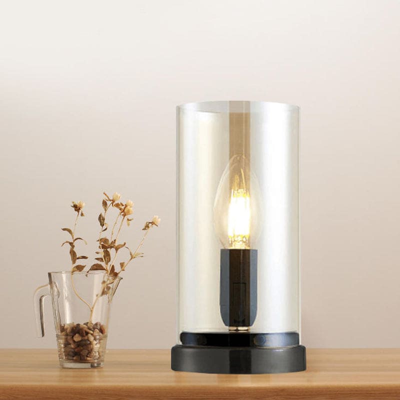 EVAGLOW - Zwarte industriële glazen tafellamp voor de woonkamer