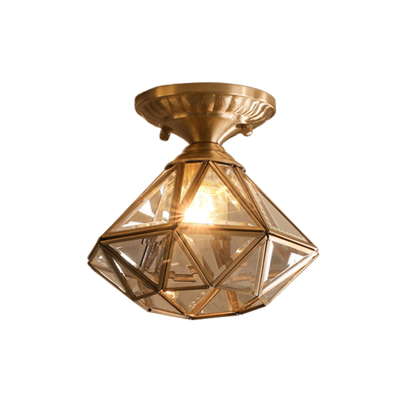 STELLAR – Plafondlamp van messing in stervorm met transparant glas