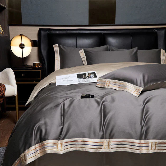 RoyalSilk - Premium Satijnen Katoen Geborduurd Beddengoed Set