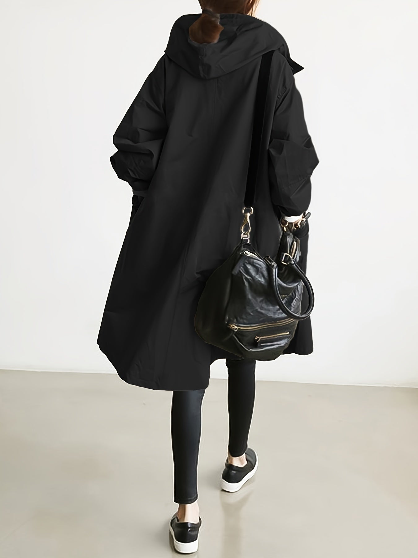ELINA - Casual lange dames trenchcoat met capuchon, trekkoord en zijzakken