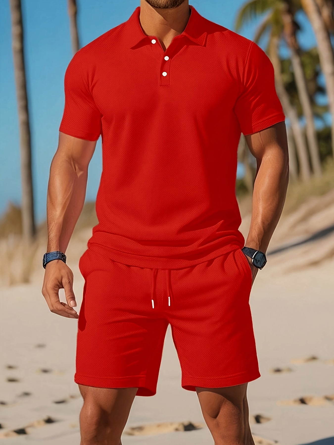Stijlvolle heren zomerset met ton-sur-ton polo en short – ARDEN SET - Glamorix