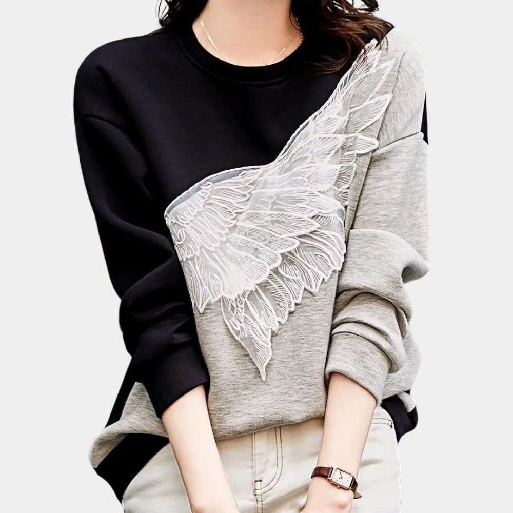Trendy dames sweatshirt met colorblock design – NUVORA - Glamorix