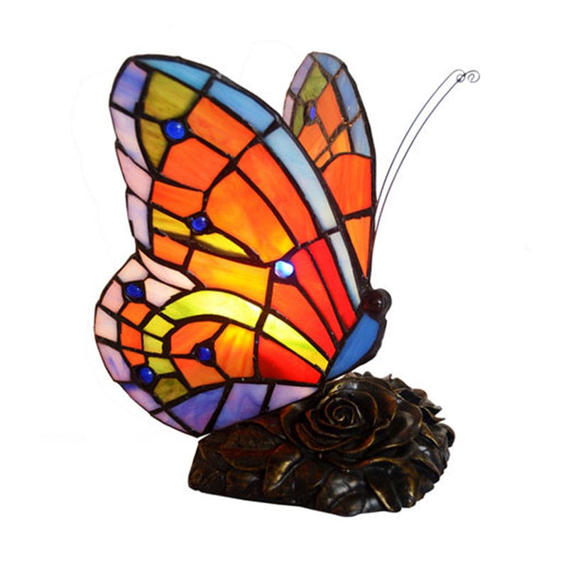 BUTTERGLOW - Sfeervolle nachtkastlamp met vlindervormige kap en rozenbasis