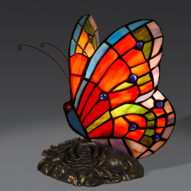 BUTTERGLOW - Sfeervolle nachtkastlamp met vlindervormige kap en rozenbasis