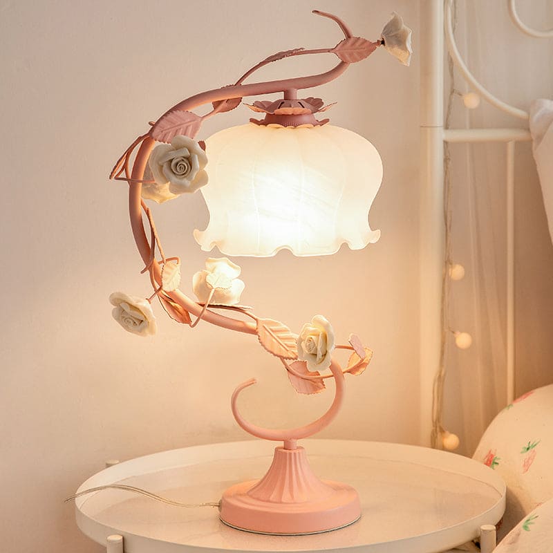 ROSALIE - Tafellamp in pastorale stijl met keramische roos