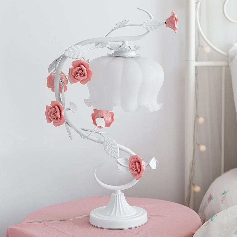 ROSALIE - Tafellamp in pastorale stijl met keramische roos