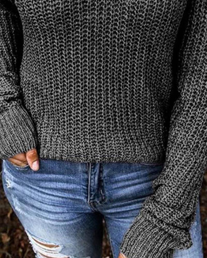 CHILLSTYLE - Chique Pullover met Koude Schouders en Grof Patroon