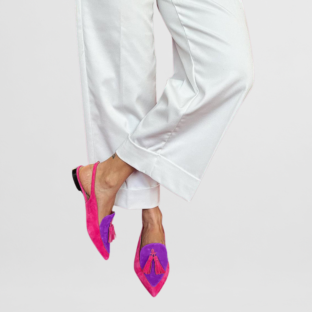Dames slingback loafers met puntneus en kwastdetails – NELINA - Glamorix