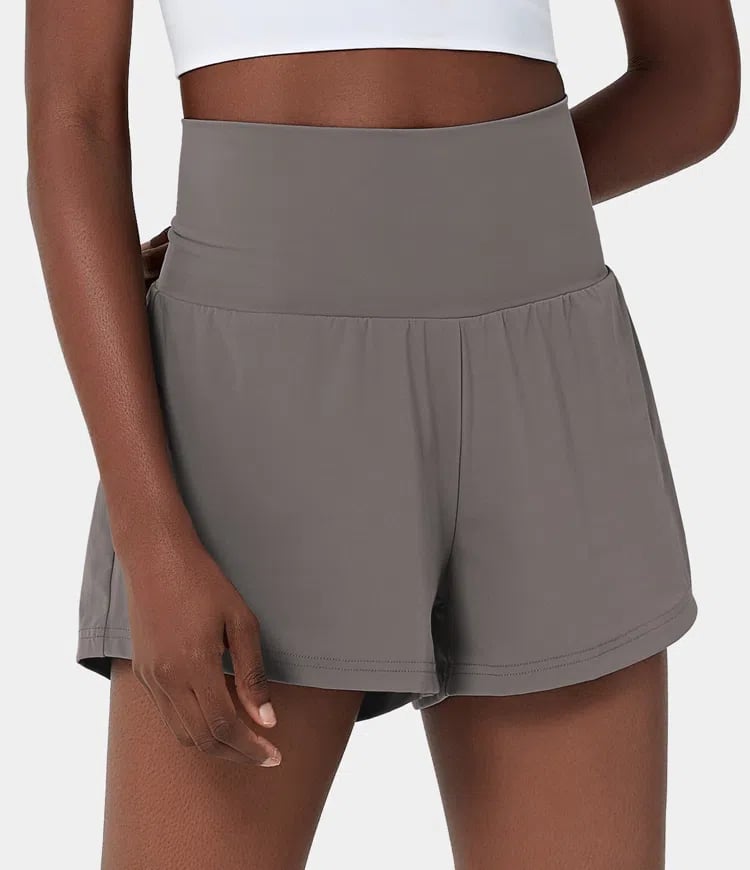 Dames sportshort met hoge taille en binnenbroek – DORINA - Glamorix