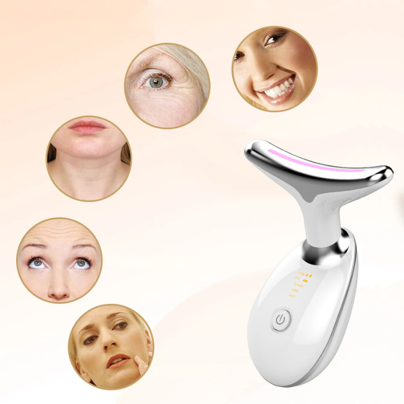 EMS hals- en gezichtsmassager met LED huidverstrakking – LIFTURA AGEDEFY - Glamorix