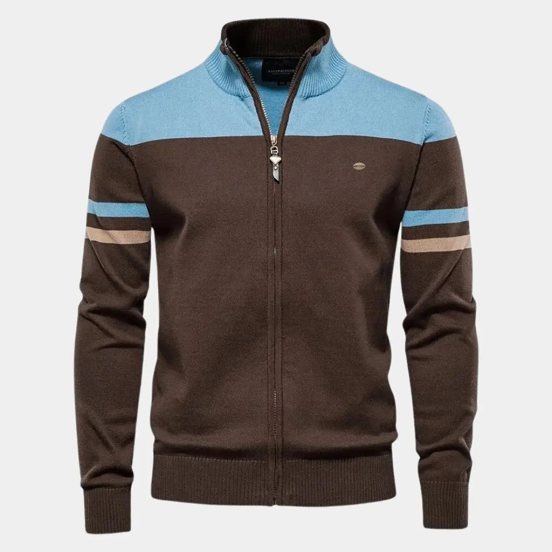 Herentrainingsjack met colourblock design en ritssluiting – DAREON - Glamorix