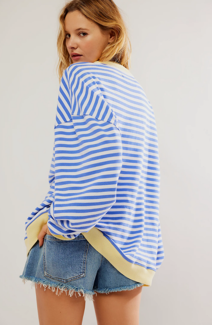 EMMA - Oversized gestreepte trui met geribde boorden voor dames