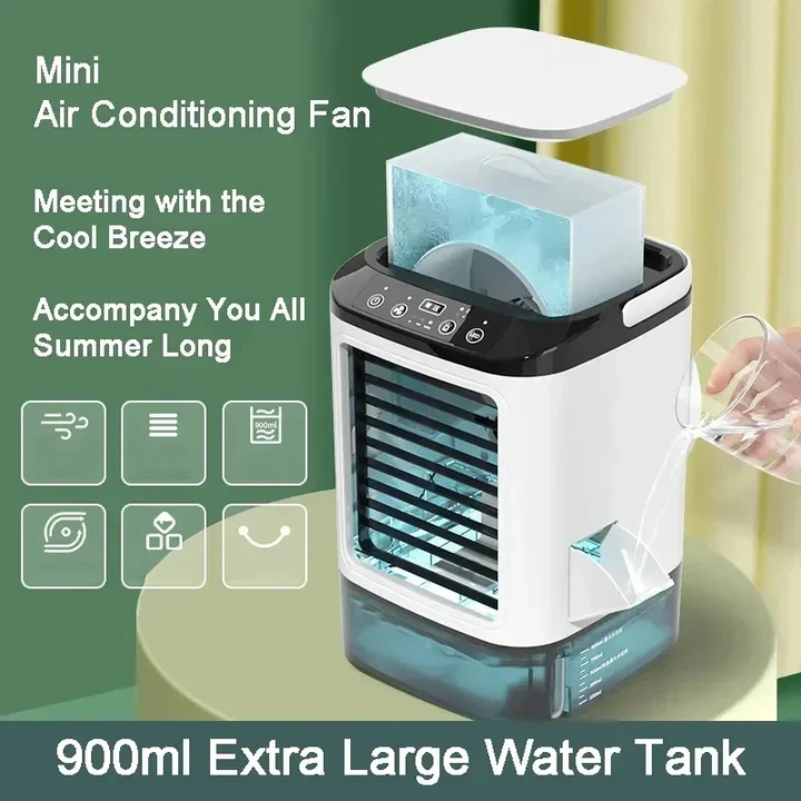Draagbare mini-airconditioner met 3 snelheden en ultrasonische koeling – BREEZO COOL - Glamorix