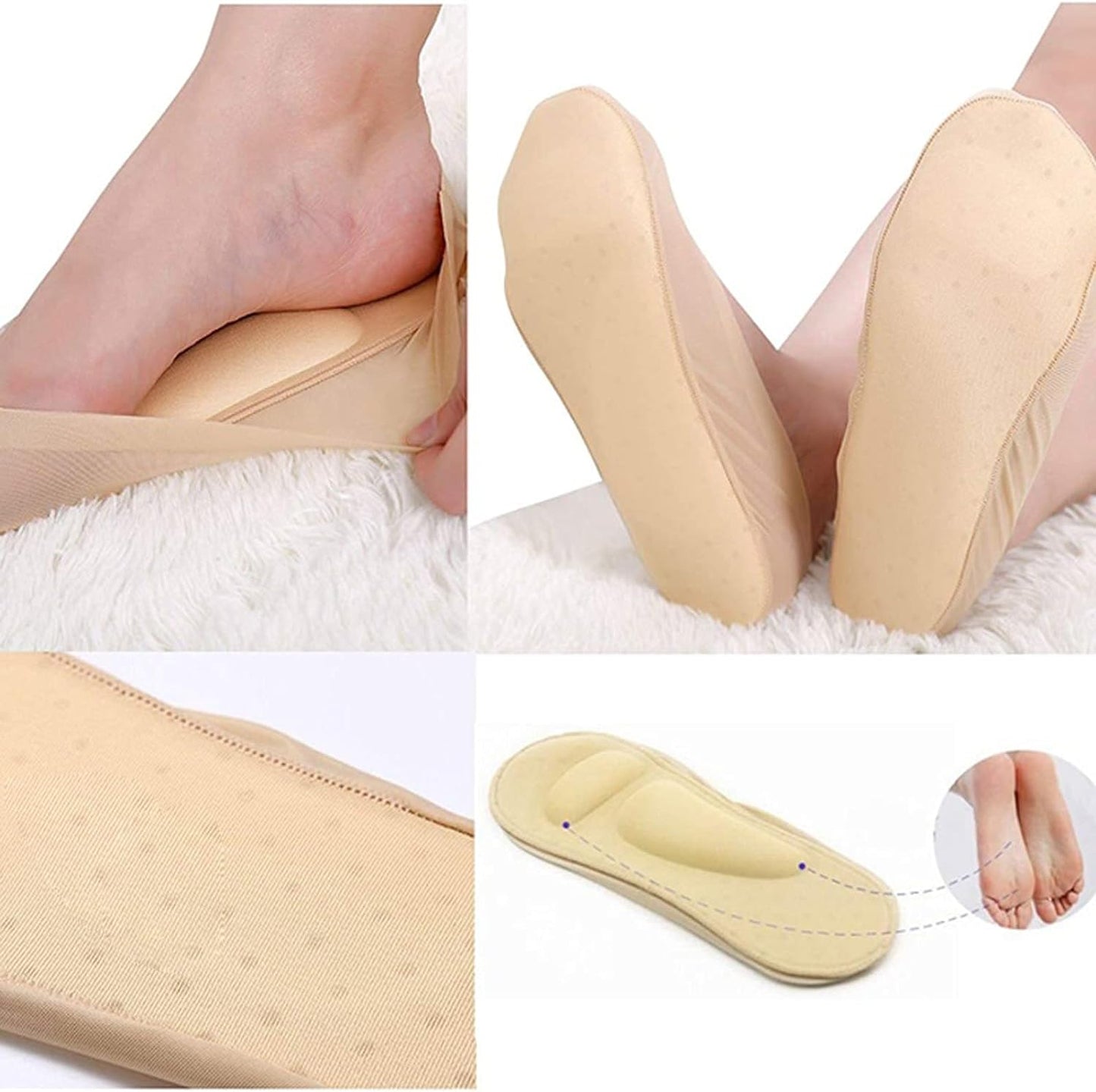 Dames sokken met 3D voetboogondersteuning en antislip – AERIA SUPPORT - Glamorix