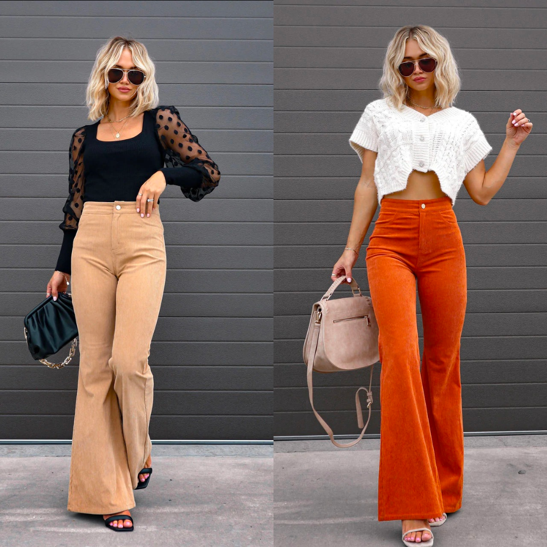 VALENCIA - High-waisted flared corduroy broek voor een trendy retro-look