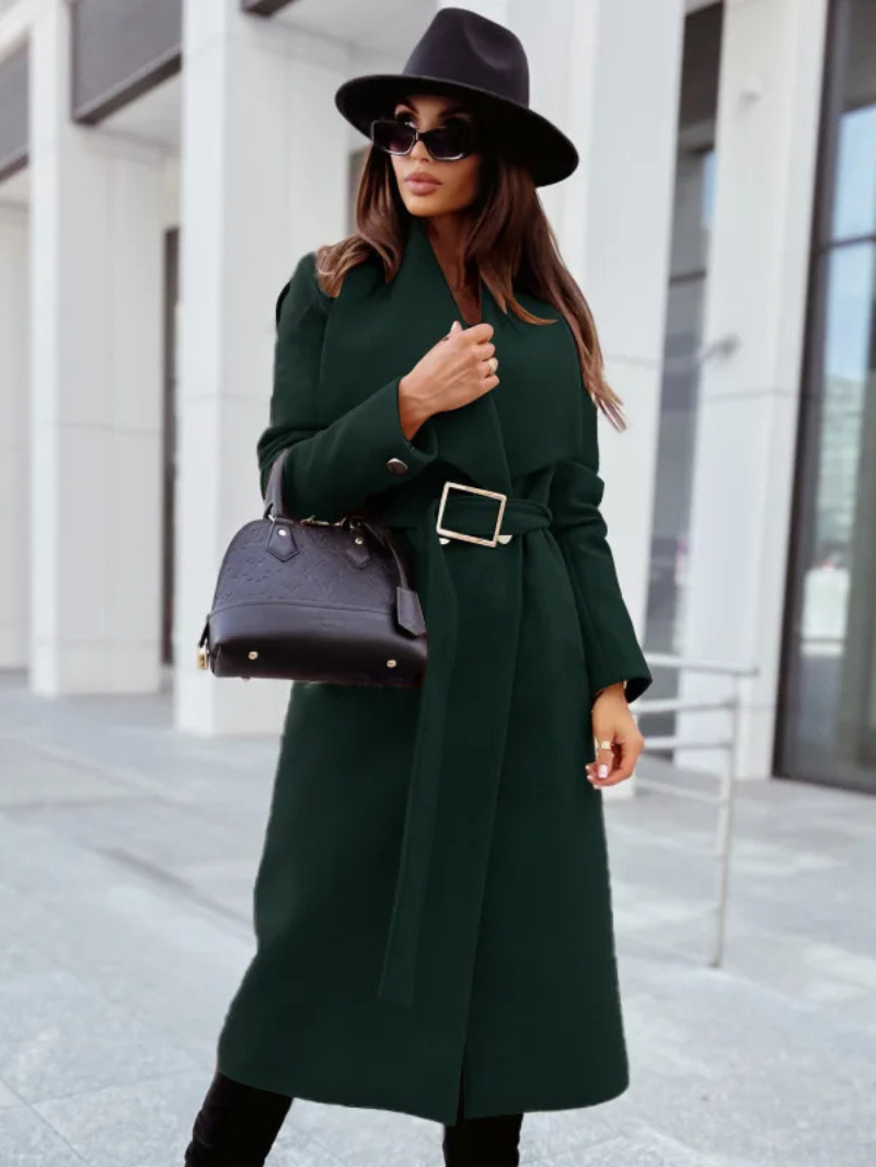 AMARA - Wol trenchcoat voor dames met ceintuur en sjaalkraag
