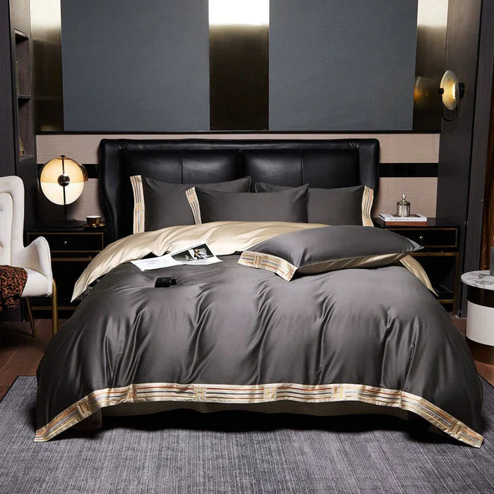 RoyalSilk - Premium Satijnen Katoen Geborduurd Beddengoed Set