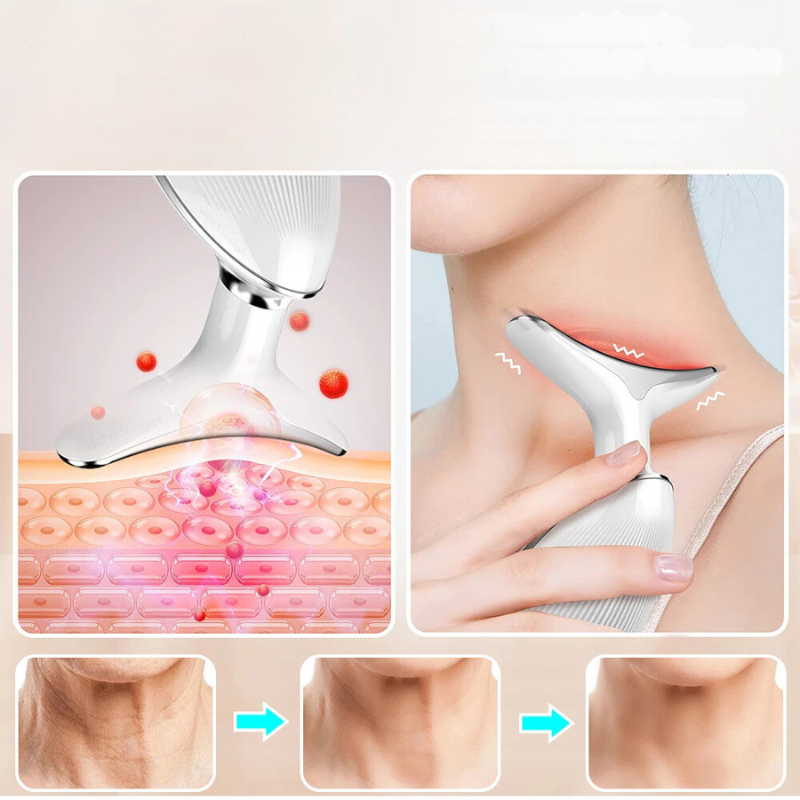 EMS hals- en gezichtsmassager met LED huidverstrakking – LIFTURA AGEDEFY - Glamorix