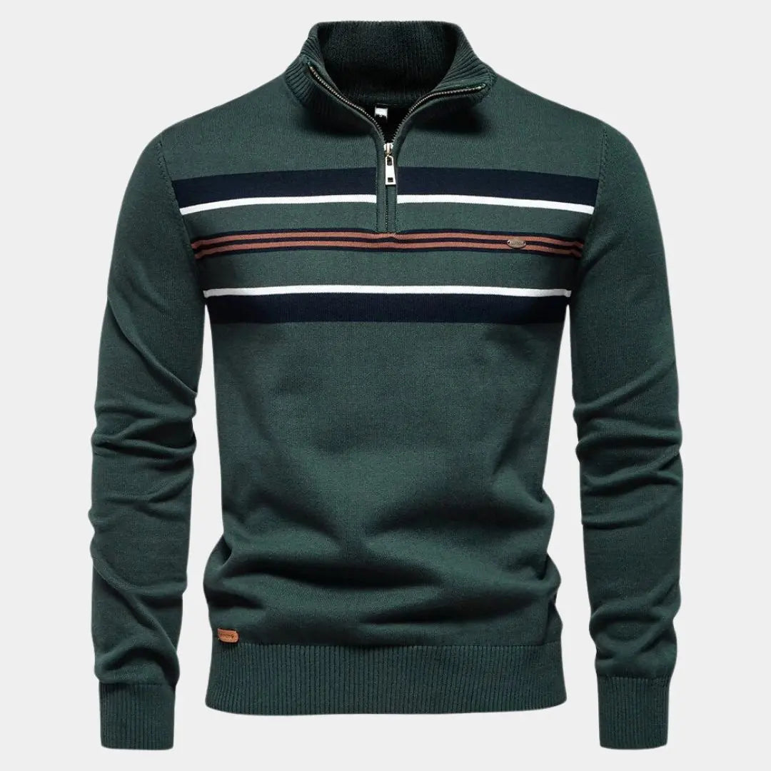 EDGAR – Gestreepte heren trui met halve rits en moderne look