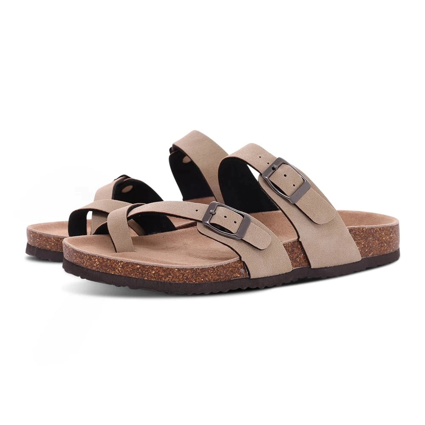 Dames kurk sandalen met verstelbare bandjes – LYNNE CORK - Glamorix