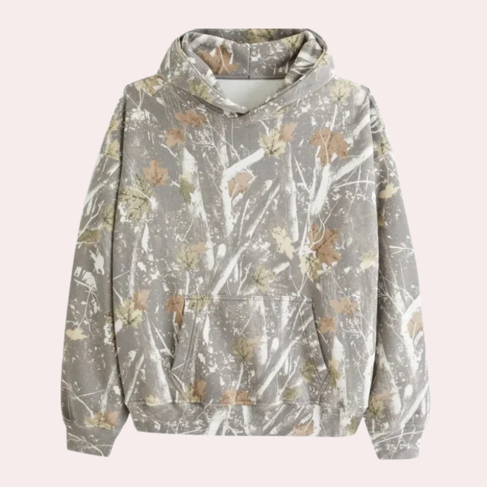 Casual heren hoodie met camo print en kangoeroezak – VERTAK HoodCore - Glamorix
