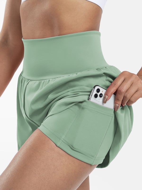 Dames sportshort met hoge taille en binnenbroek – DORINA - Glamorix