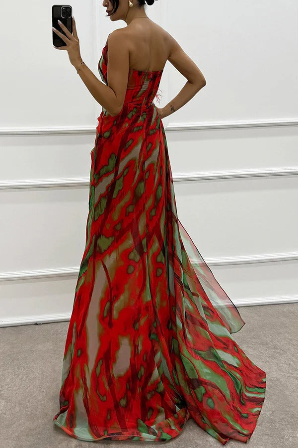 Asymmetrische maxi-jurk met hoge split – VELVETA - Glamorix