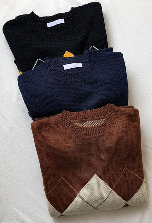 ARGYLE CHIC - Stijlvolle Pullover met Trendy Argyle Patroon