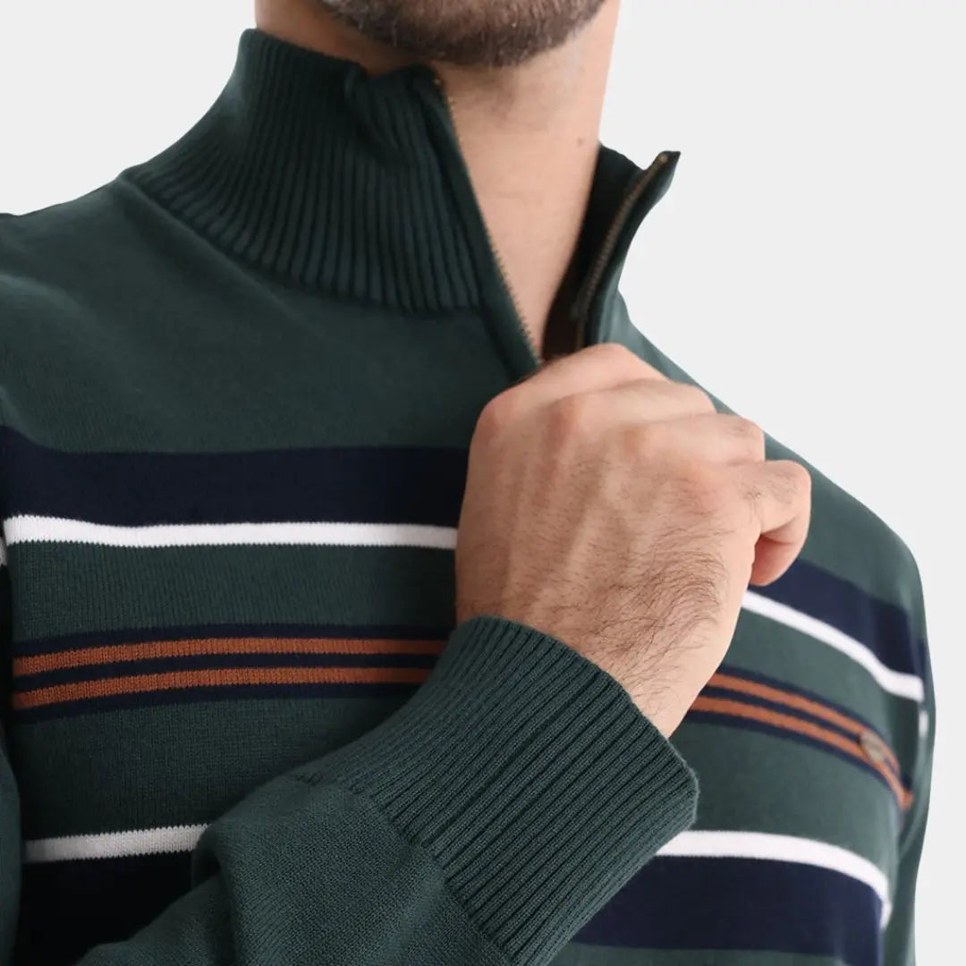 EDGAR – Gestreepte heren trui met halve rits en moderne look