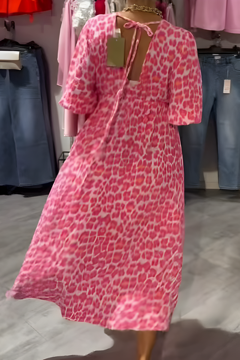 Zwierige dames zomerjurk met V-hals en elegante beweging – DELIA BREEZE - Glamorix