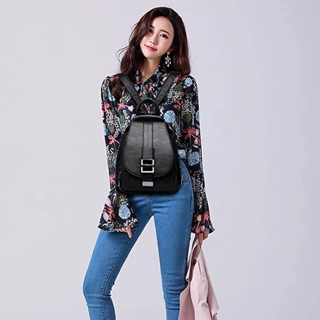 Elegante leren damesrugzak met minimalistisch design en slimme indeling – MAELYA LuxePack - Glamorix