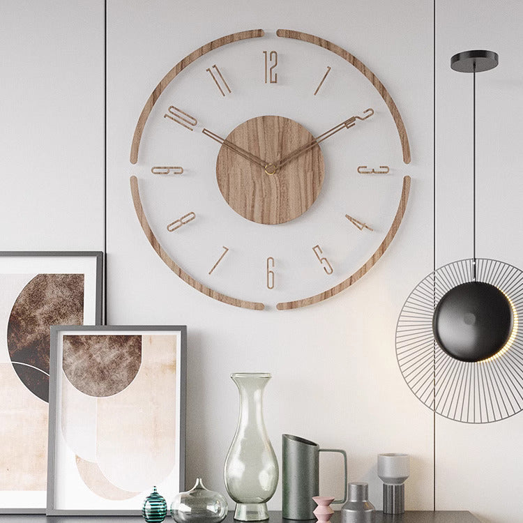 Scandinavische wandklok van massief hout met minimalistisch design – NORDURA PureTime - Glamorix