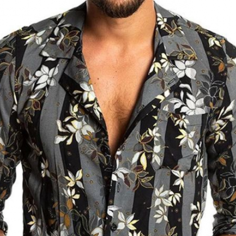 Lichtgewicht Heren Slim Fit Chiffon Overhemd met Vintage Bloemenpatroon voor Casual Elegante Stijl – Aderito - Glamorix