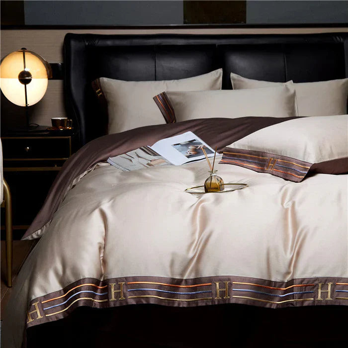 RoyalSilk - Premium Satijnen Katoen Geborduurd Beddengoed Set