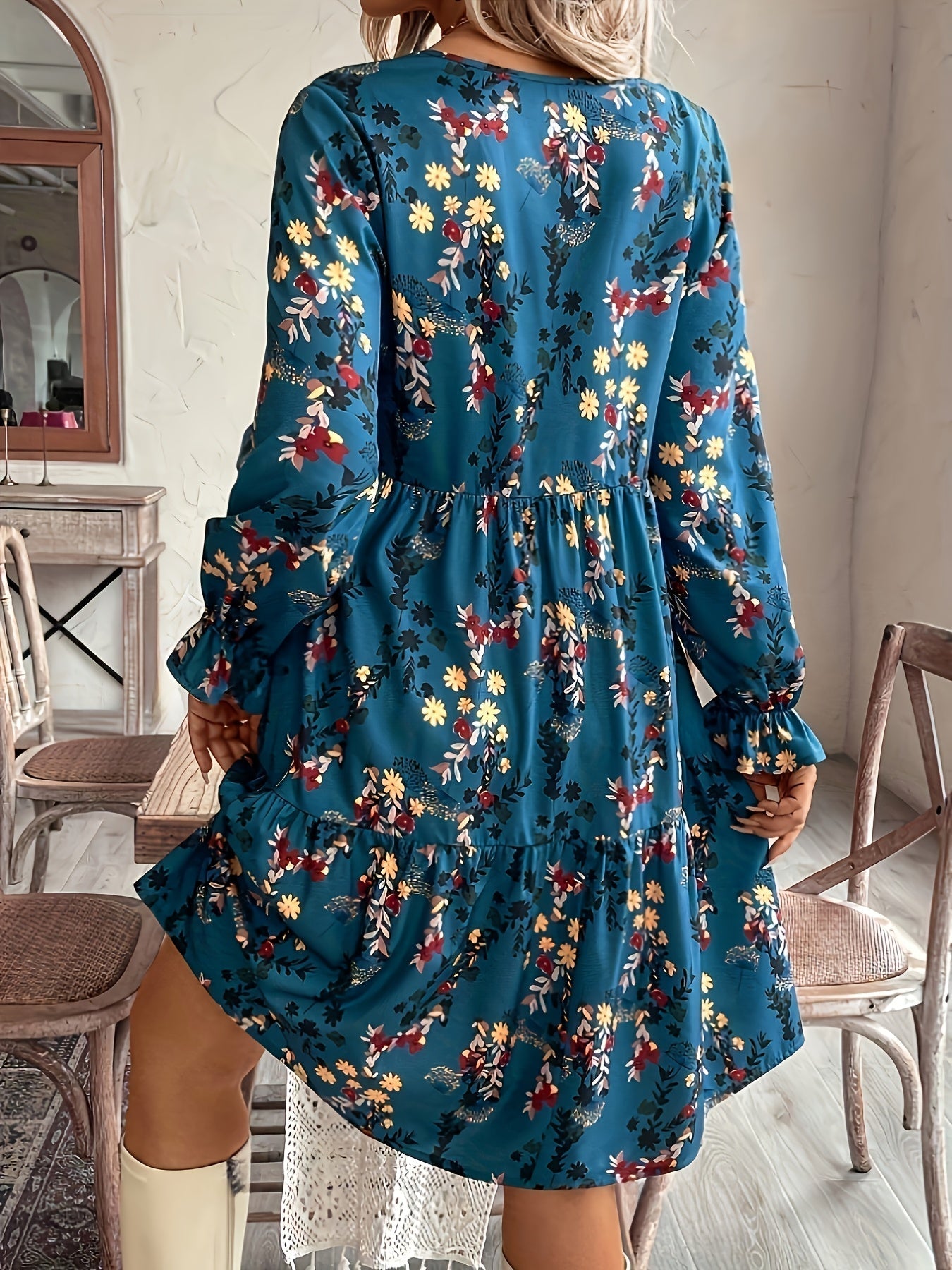 Zomerse Maxi Jurk met Speelse Ruffles voor Dames - LUNA FLORAL - Glamorix